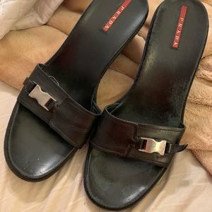 Authentic Prada sandal wedges! Great for summer!